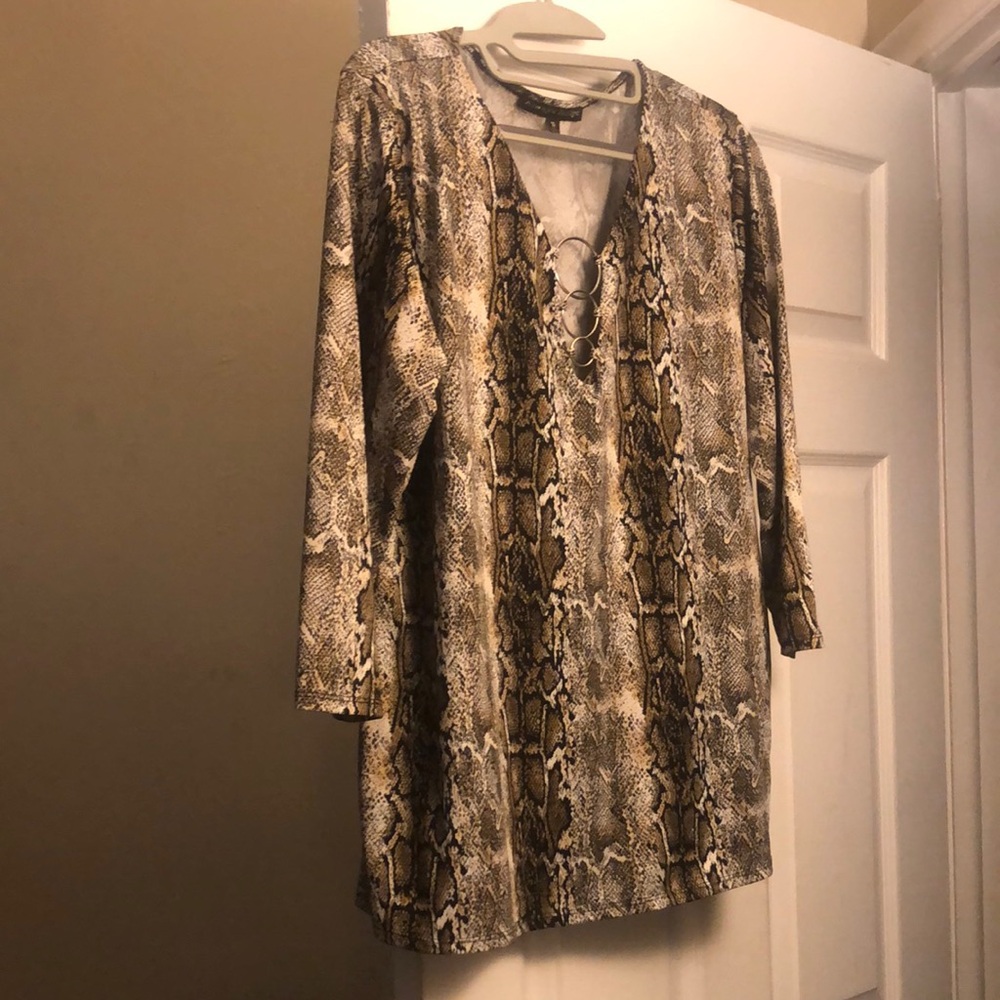 Snake Print V-Neck Top